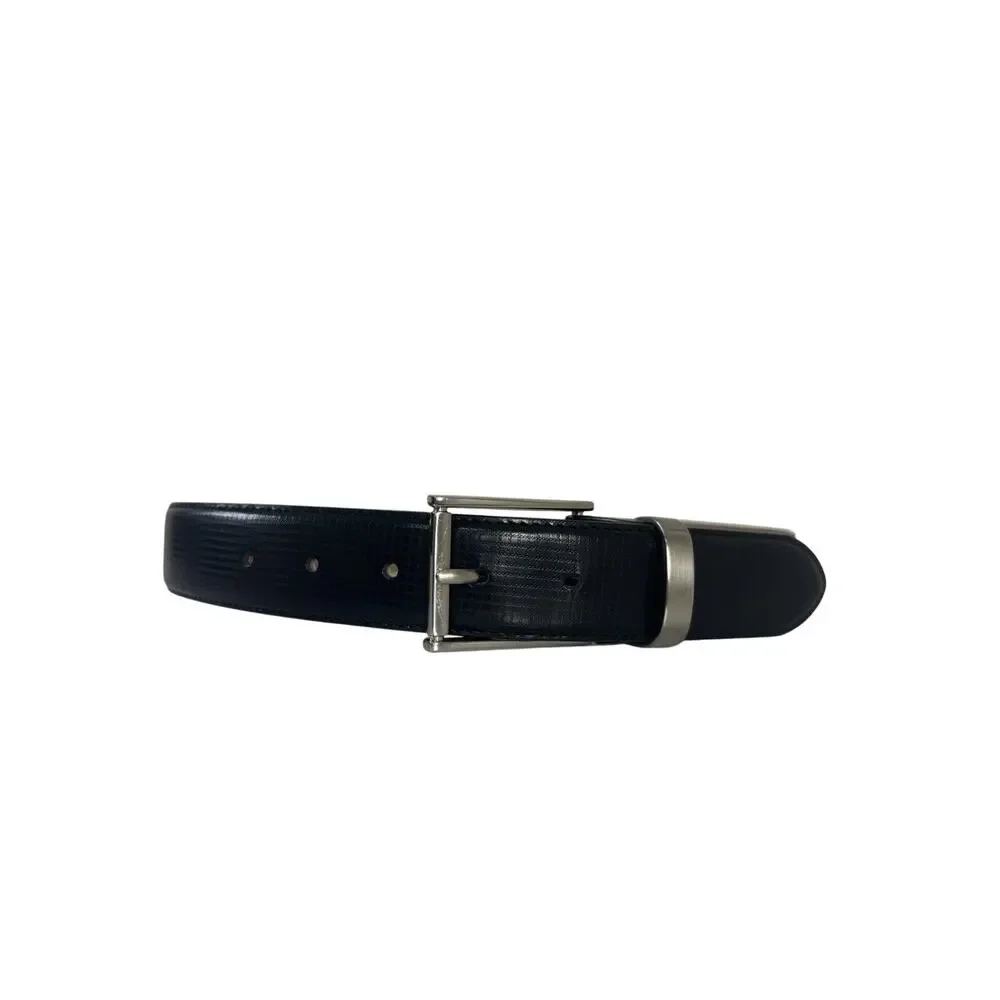 Dini Bardini Kid’s Black Genuine Leather Belt Size 44cm XS Silver Buckle